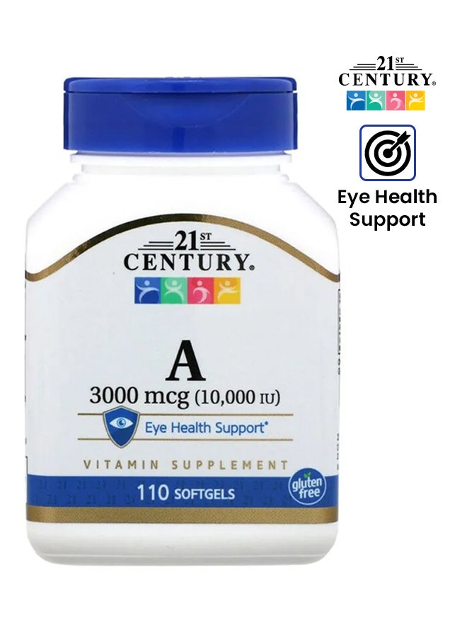 Vitamin A Supplement - 110 Softgels 3,000 Mcg (10,000 Iu